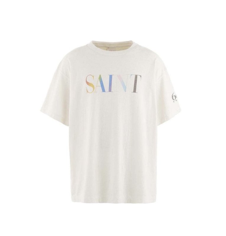 画像1: Unisex Vintage SAINT Rainbow Logo T-shirts SAINT レインボー ロゴ ヴィンテージ風 古着風 Tシャツ 男女兼用 ユニセックスサイズ (1)