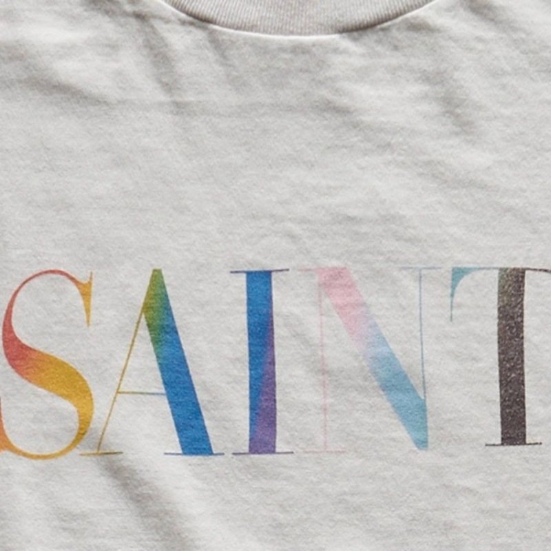 画像2: Unisex Vintage SAINT Rainbow Logo T-shirts SAINT レインボー ロゴ ヴィンテージ風 古着風 Tシャツ 男女兼用 ユニセックスサイズ (2)
