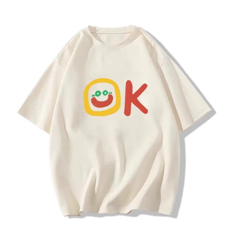 画像2: Unisex Smile OK print  t-shirt　 男女兼用 ユニセックススマイルアイボールOKプリントTシャツ (2)