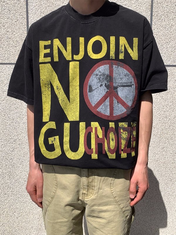 画像5: Unisex Wash Old Letter Print print  t-shirt　 男女兼用 ユニセックスウォッシュヴィンテージスタイルオールドレタープリントTシャツ (5)