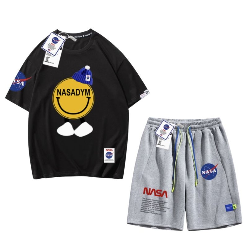 画像6: Nasa x Smile print t-shirt and Short pants set up ユニセックス 男女兼用ナサNASA × スマイルプリントTシャツ ショートパンツセットアップ (6)