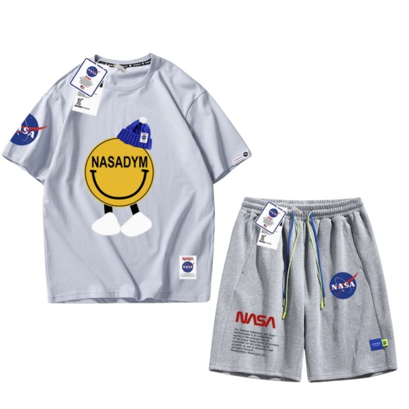 画像8: Nasa x Smile print t-shirt and Short pants set up ユニセックス 男女兼用ナサNASA × スマイルプリントTシャツ ショートパンツセットアップ (8)