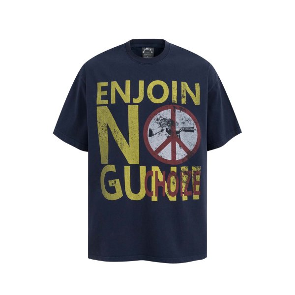 画像1: Unisex Wash Old Letter Print print  t-shirt　 男女兼用 ユニセックスウォッシュヴィンテージスタイルオールドレタープリントTシャツ (1)