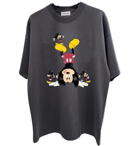 画像1: Unisex Upside-down Mickey Mouse & Small Mickey Mouse print  t-shirt　 男女兼用 ユニセックス逆さミッキーマウス＆スモールミッキーマウスプリントTシャツ (1)