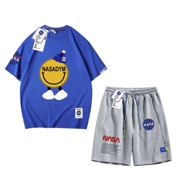 画像1: Nasa x Smile print t-shirt and Short pants set up ユニセックス 男女兼用ナサNASA × スマイルプリントTシャツ ショートパンツセットアップ (1)