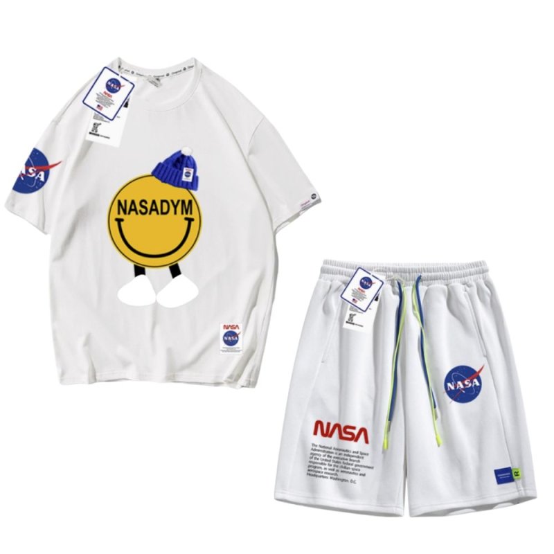 画像2: Nasa x Smile print t-shirt and Short pants set up ユニセックス 男女兼用ナサNASA × スマイルプリントTシャツ ショートパンツセットアップ (2)