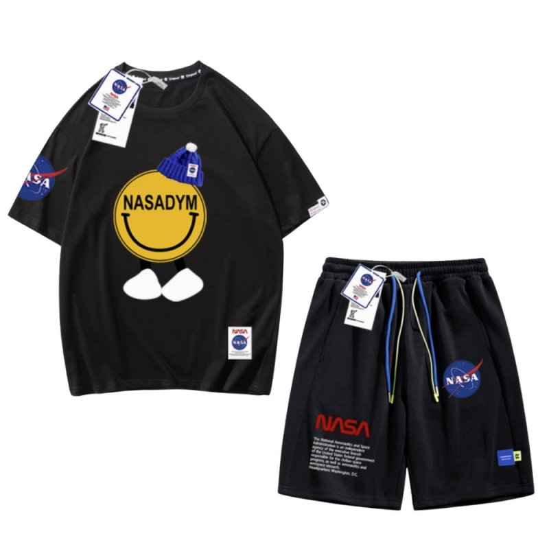画像5: Nasa x Smile print t-shirt and Short pants set up ユニセックス 男女兼用ナサNASA × スマイルプリントTシャツ ショートパンツセットアップ (5)