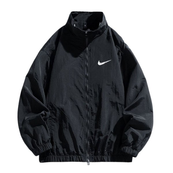 画像1: 25 Unisex ‎Not Swoosh logo Nylon Jacket ユニセックス 男女兼用 ノット スウォッシュロゴ ナイロン スタンドカラー ジップアップジャケット ウィンドブレーカー (1)