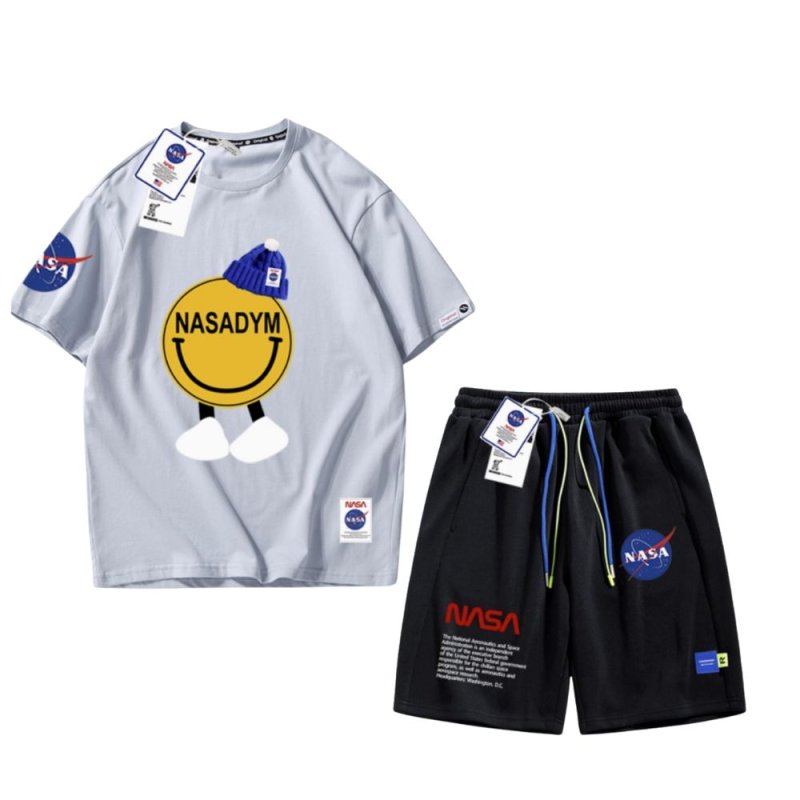 画像7: Nasa x Smile print t-shirt and Short pants set up ユニセックス 男女兼用ナサNASA × スマイルプリントTシャツ ショートパンツセットアップ (7)