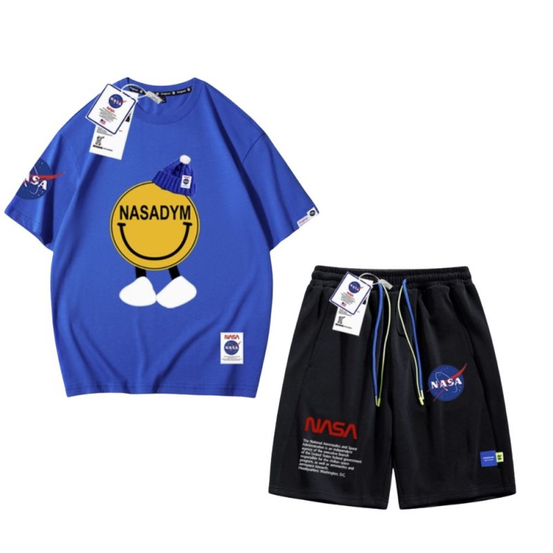 画像9: Nasa x Smile print t-shirt and Short pants set up ユニセックス 男女兼用ナサNASA × スマイルプリントTシャツ ショートパンツセットアップ (9)