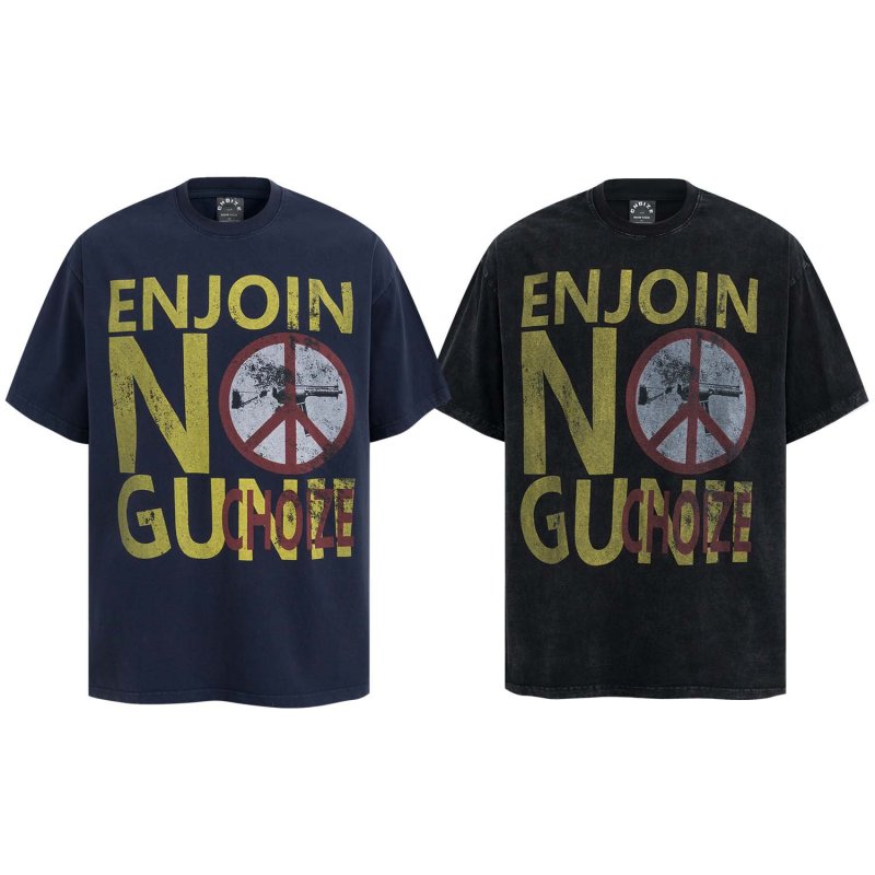 画像4: Unisex Wash Old Letter Print print  t-shirt　 男女兼用 ユニセックスウォッシュヴィンテージスタイルオールドレタープリントTシャツ (4)