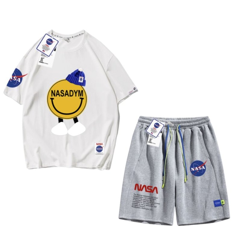 画像4: Nasa x Smile print t-shirt and Short pants set up ユニセックス 男女兼用ナサNASA × スマイルプリントTシャツ ショートパンツセットアップ (4)