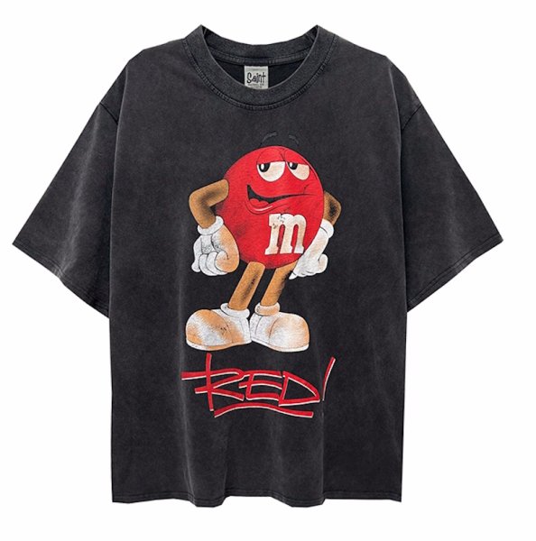 画像1: Unisex Wash M&M Vintage Style  t-shirt　 男女兼用 ユニセックスM&MウォッシュヴィンテージスタイルプリントTシャツ (1)