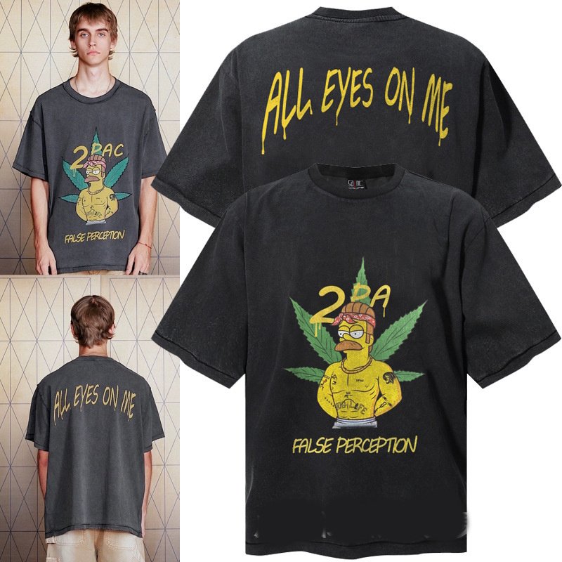 画像3: Unisex Wash ALL EYES ON ME  Homer Simpson Vintage Style  t-shirt　 男女兼用 ユニセックスシンプソンズホーマーシンプソンウォッシュヴィンテージスタイルプリントTシャツ (3)