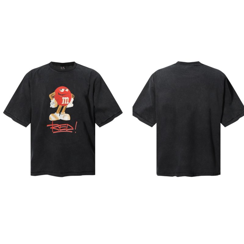 画像2: Unisex Wash M&M Vintage Style  t-shirt　 男女兼用 ユニセックスM&MウォッシュヴィンテージスタイルプリントTシャツ (2)