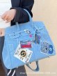 画像3: Smile emblem denim Tote Shoulder 2WAY Art BK bag  ポップ エンブレム スマイル ワッペン付き デニムトートショルダー BKバッグ アート (3)