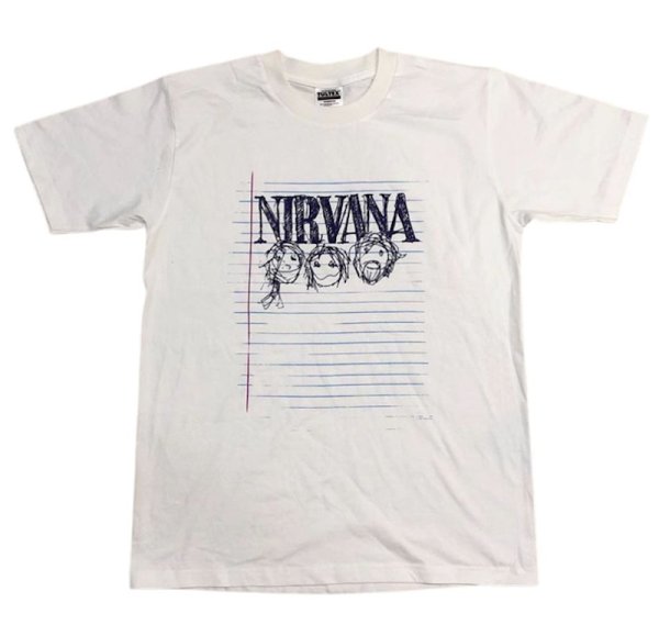 画像1: Unisex Nirvana 5 line rock band T-shirt 　 男女兼用 ユニセックスヴィンテージスタイルニルヴァーナ 5線譜ロックバンドプリントTシャツ (1)