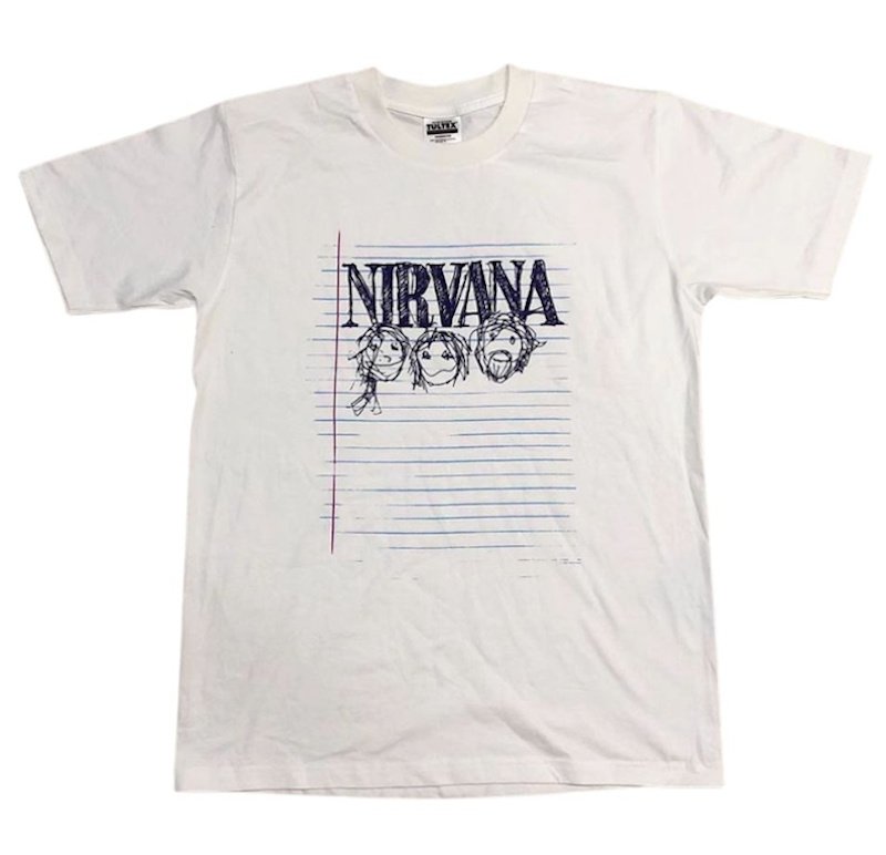 画像1: Unisex Nirvana 5 line rock band T-shirt 　 男女兼用 ユニセックスヴィンテージスタイルニルヴァーナ 5線譜ロックバンドプリントTシャツ (1)