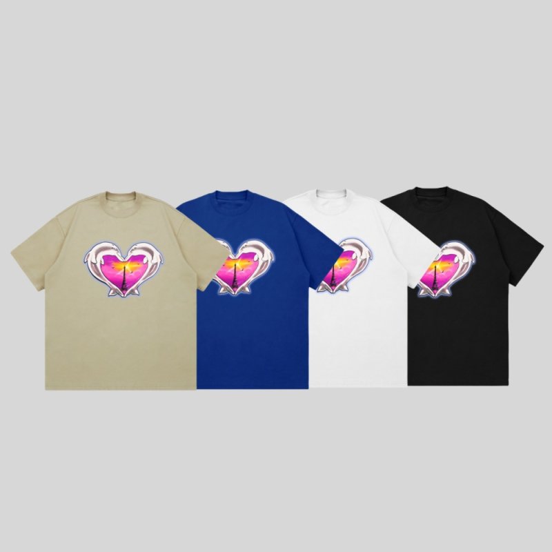 画像5: Unisex Dolphin heart and Eiffel Tower print t-shirt　 男女兼用 ユニセックスイルカハート＆エッフェル塔プリントTシャツ (5)