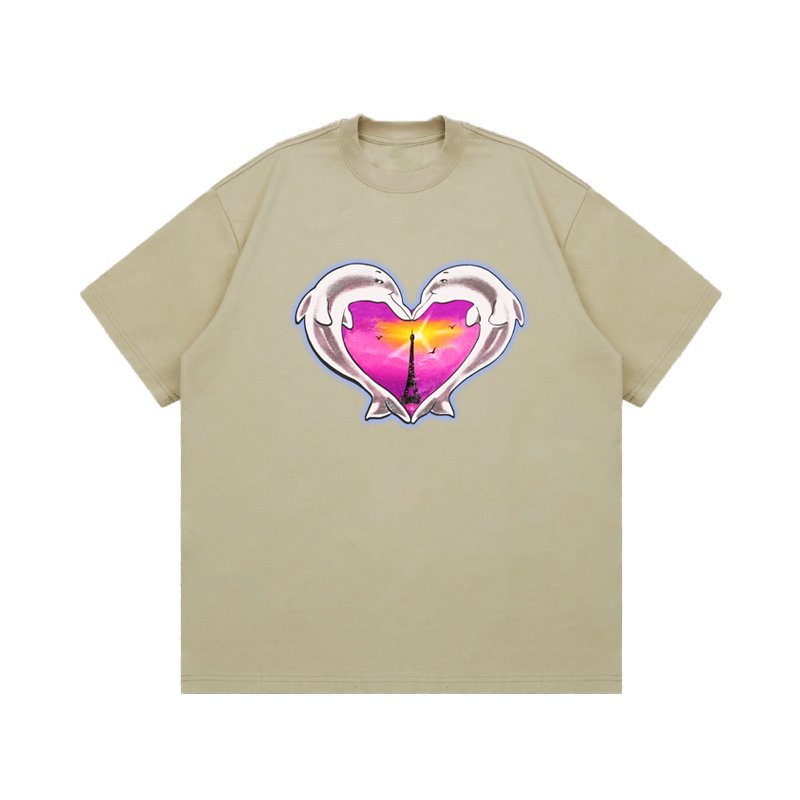 画像3: Unisex Dolphin heart and Eiffel Tower print t-shirt　 男女兼用 ユニセックスイルカハート＆エッフェル塔プリントTシャツ (3)