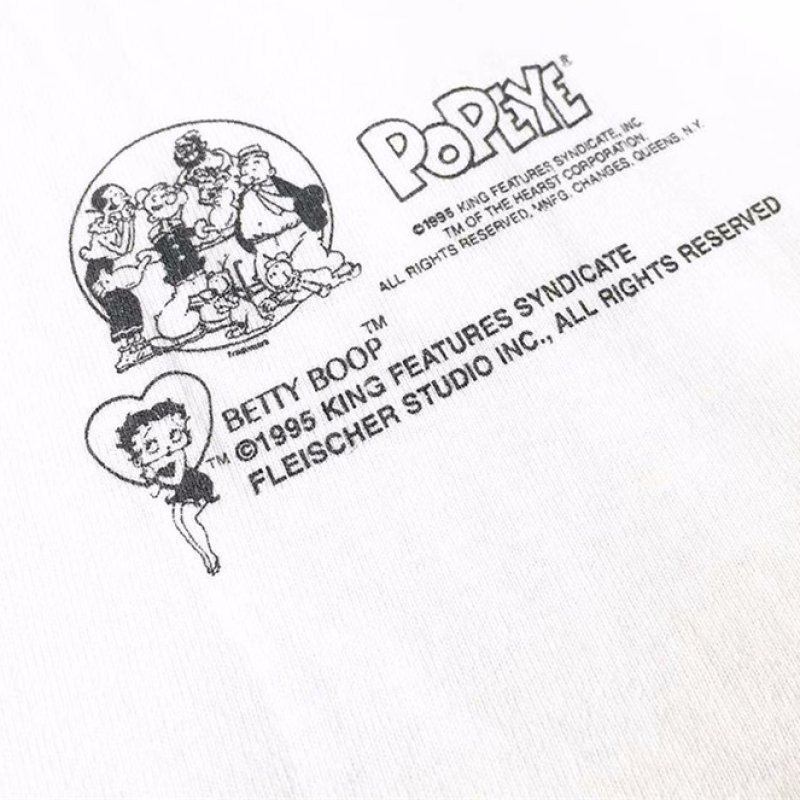 画像3: Unisex Street Lazy Style Betty & Popeye Print Vintage Style T-shirt 　 男女兼用 ユニセックスヴィンテージスタイルストリートレイジースタイルベティー＆ポパイプリントTシャツ (3)