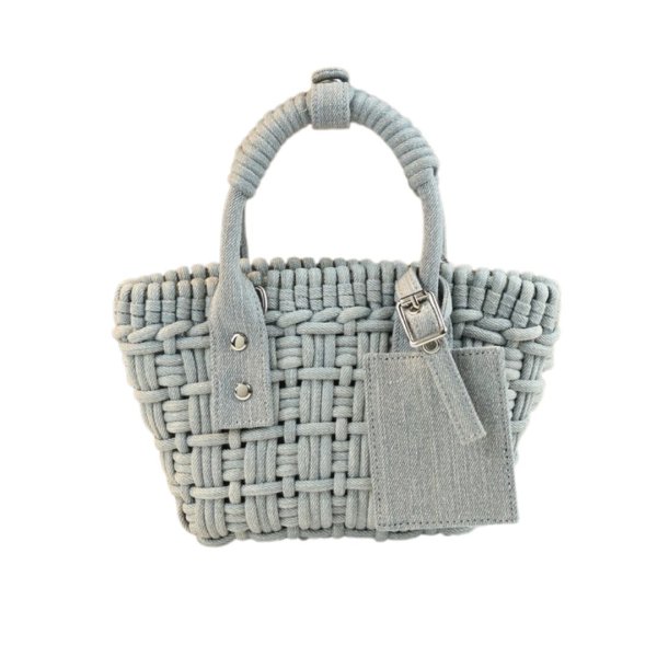 画像1: DENIM INTRECHART BRAIDED MINI TOTE SHOULDER BAG デニム 編み込み ミニトートショルダーバッグ クラッチ かご 籠 バッグ (1)