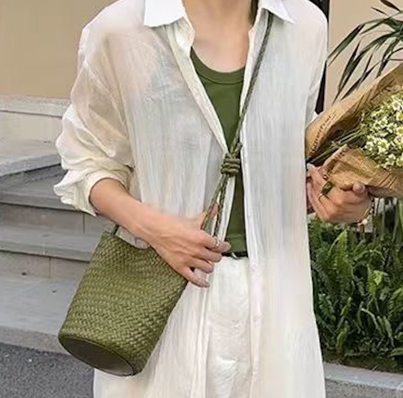 画像5: Braided Mesh Leather Shoulder Crossbody Tote Bag　 編み込み メッシュレザートートショルダークロスボディーポシェットバッグ  (5)