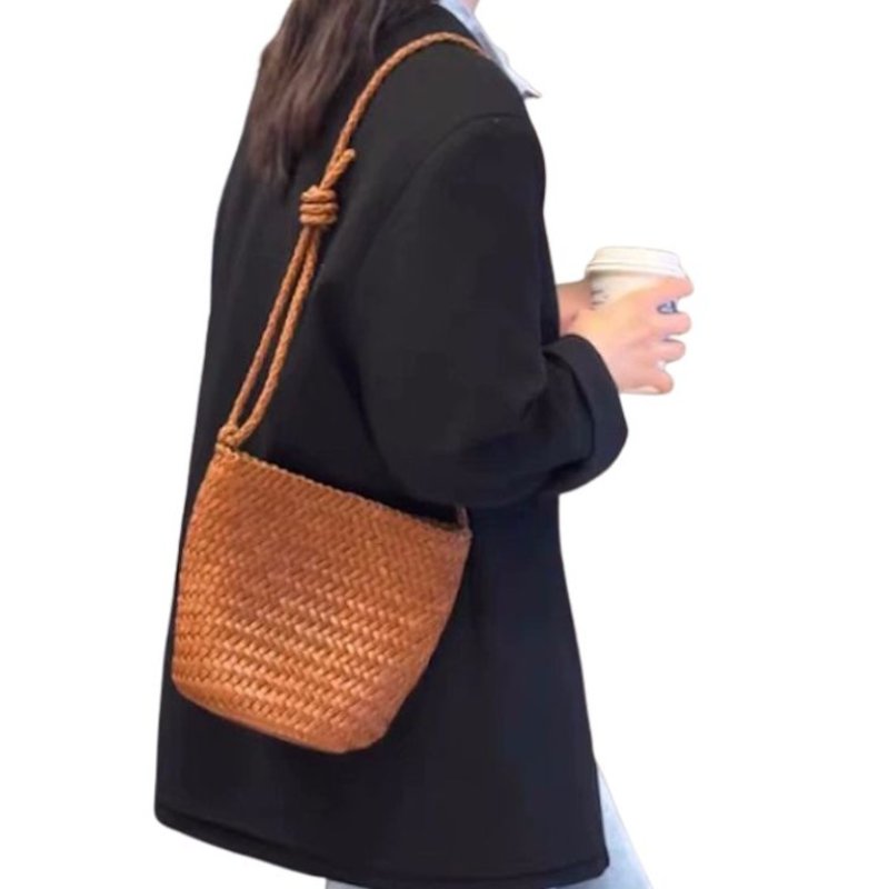 画像4: Braided Mesh Leather Shoulder Crossbody Tote Bag　 編み込み メッシュレザートートショルダークロスボディーポシェットバッグ  (4)