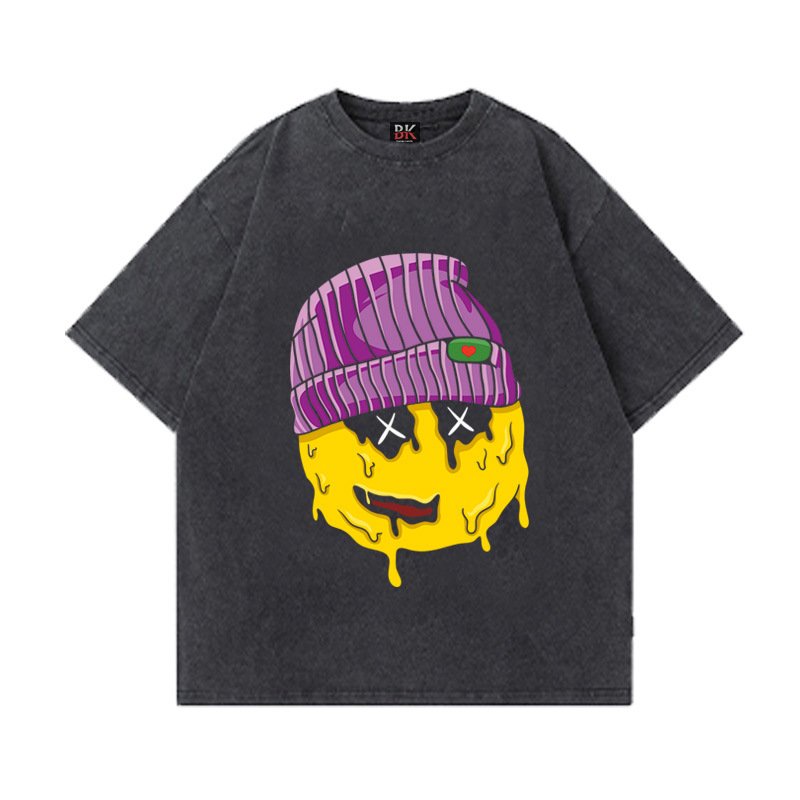 画像3: Unisex Oversized high street muddy smile print t-shirt　 男女兼用 ユニセックスオーバーサイズ ハイストリート ドロドロスマイルプリントTシャツ (3)