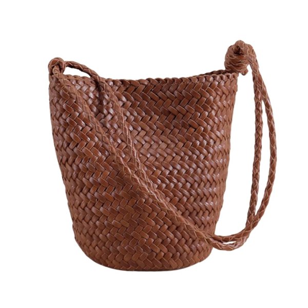 画像1: Braided Mesh Leather Shoulder Crossbody Tote Bag　 編み込み メッシュレザートートショルダークロスボディーポシェットバッグ  (1)