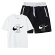 画像1: 2 Unisex Kaws Tshirts x sweat short pants  カウズ  Tシャツ ショートパンツ セットアップ 上下  男女兼用 ユニセックス (1)