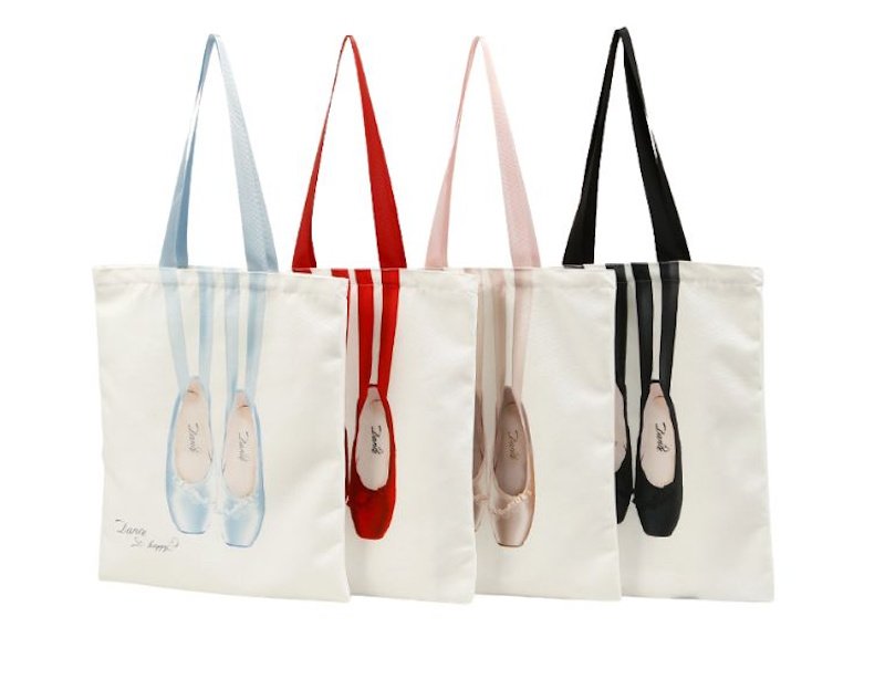 画像5: Ballet Pointe Shoe Print Canvas Tote Shoulder Bag　 バレー トウシューズプリントキャンバストートショルダーバッグ (5)