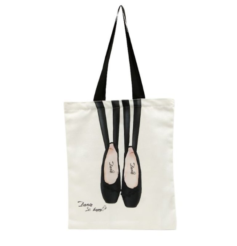 画像2: Ballet Pointe Shoe Print Canvas Tote Shoulder Bag　 バレー トウシューズプリントキャンバストートショルダーバッグ (2)