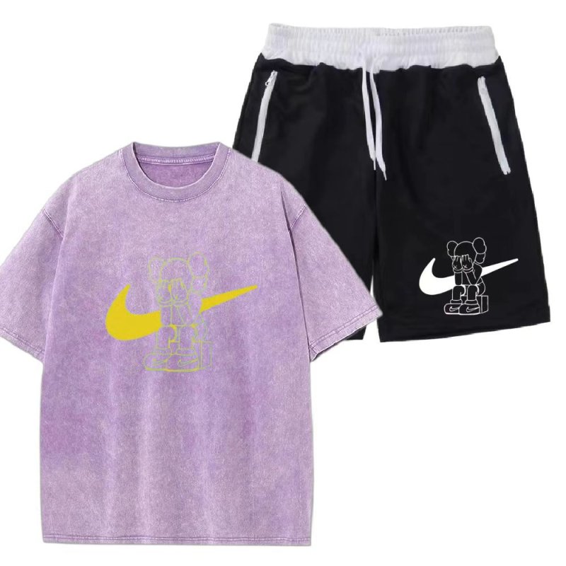 画像8: Unisex Kaws Tshirts x sweat short pants set up カウズ  Tシャツ ショートパンツ セットアップ 上下  男女兼用 ユニセックス (8)