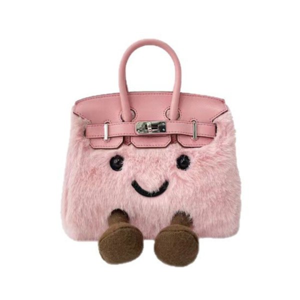 画像1: BK Smile Fur Tote Bag BK S スマイル ファー モコモコ トート ぬいぐるみ バッグ (1)