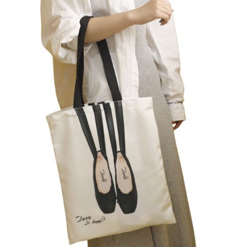 画像8: Ballet Pointe Shoe Print Canvas Tote Shoulder Bag　 バレー トウシューズプリントキャンバストートショルダーバッグ (8)