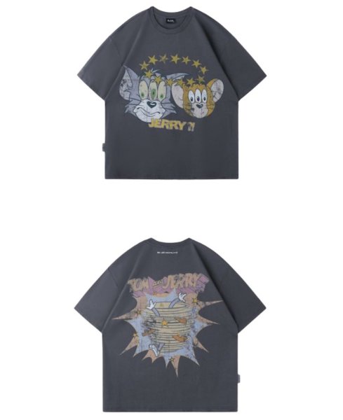画像1: Unisex Surprised Face Tom and Jerry Vintage Style print t-shirt　 男女兼用 ユニセックスサプライズトムとジェリーヴィンテージスタイルプリントTシャツ (1)