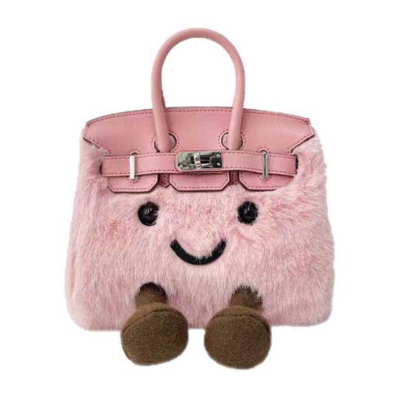 画像1: SALE セール BK Smile Fur Tote Bag BK M スマイル ファー モコモコ トート ぬいぐるみ バッグ (1)