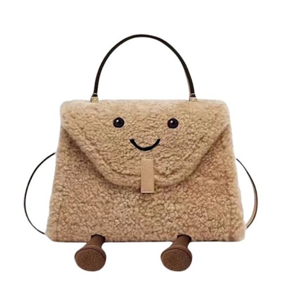 画像1: Jellycat Smile Fluffy Plush Smile Tote Shoulder Crossbody Bag　ジェリーキャットスマイルモコモコぬいぐるみスマイルトート ショルダークロスボディーバッグ (1)