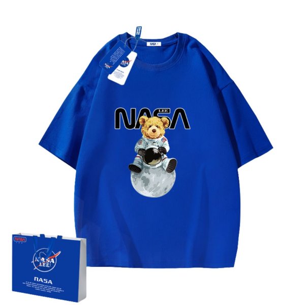 画像1: NASA ×Planet Bear PrintT shirt ユニセックス 男女兼用 NASA ナサ × 惑星 テディベア ベア 熊 プリント 半袖  Tシャツ 男女＆キッズユニセックス 子供 (1)