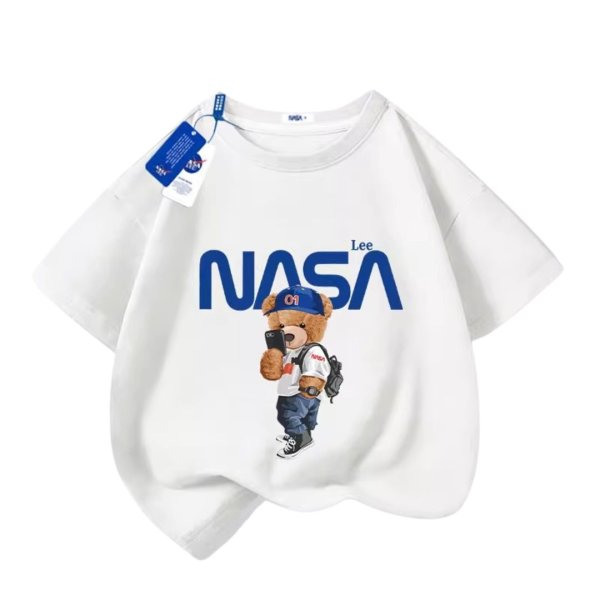 画像1: NASA × take a photo Bear PrintT shirt ユニセックス 男女兼用 NASA ナサ × 写真 ベア 熊 プリント 半袖  Tシャツ 男女＆キッズユニセックス 子供 (1)
