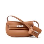 画像2: Genuine Leather Move Kelly Dumpling Bag Two-in-One Mini Shoulder Saddle Bag　本革ムーブケリーダンプリングバッグツーインワンミニショルダー斜め掛けサドルバッグ (2)