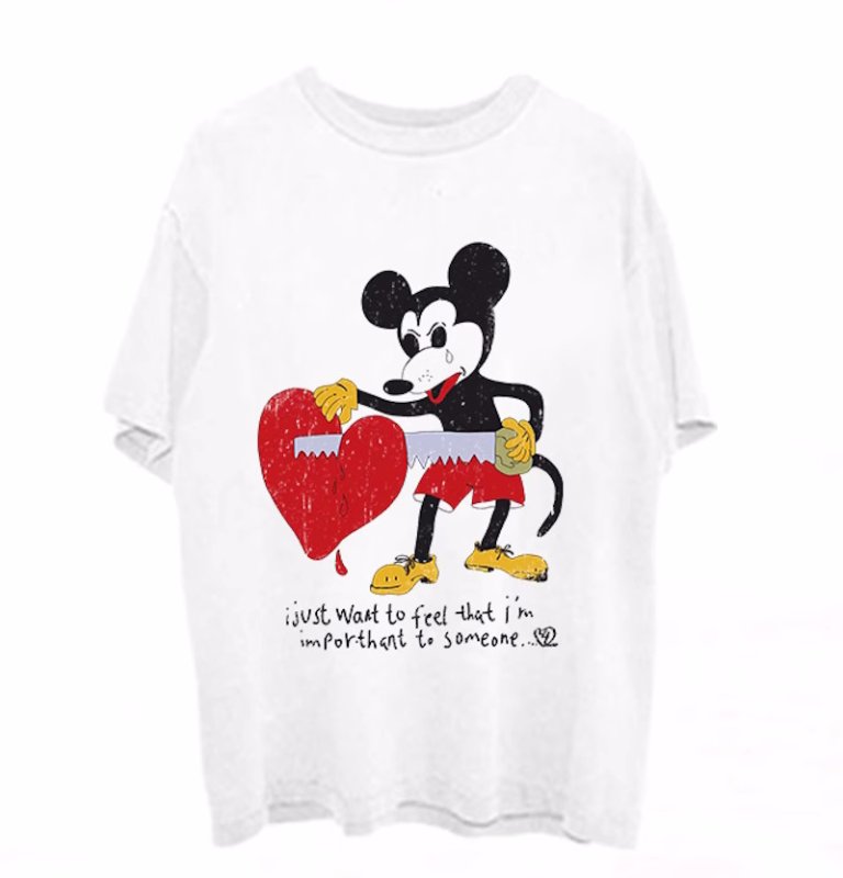 画像5: Unisex Classic Mickey Mouse & Hearts  print t-shirt　 男女兼用 ユニセックスクラシックミッキーマウス＆ハートプリントヒップホップTシャツ　 (5)