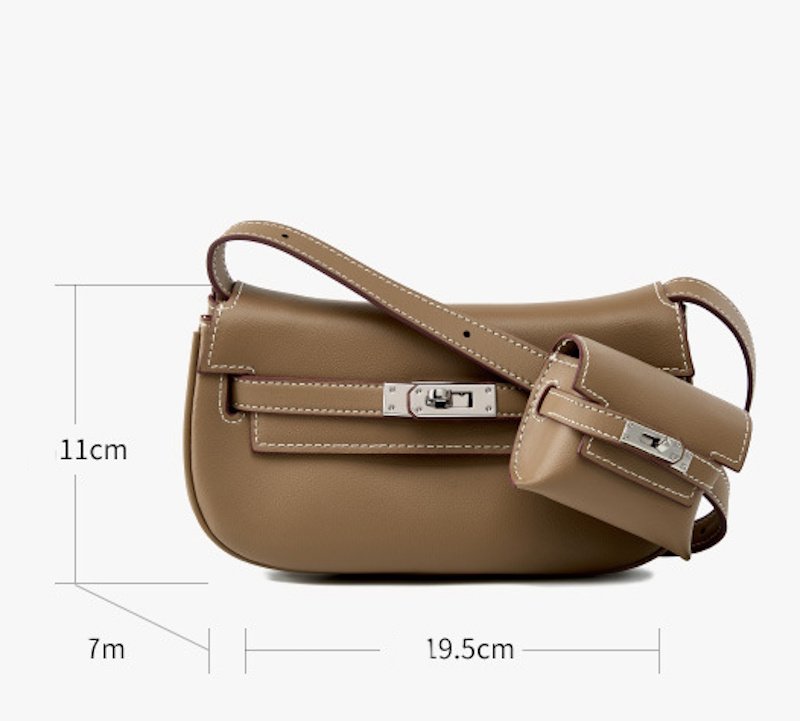 画像12: Genuine Leather Move Dumpling Bag Two-in-One Mini Shoulder Saddle Bag　本革ムーブダンプリングバッグツーインワンミニショルダー斜め掛けサドルバッグ (12)