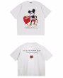 画像1: Unisex Classic Mickey Mouse & Hearts  print t-shirt　 男女兼用 ユニセックスクラシックミッキーマウス＆ハートプリントヒップホップTシャツ　 (1)
