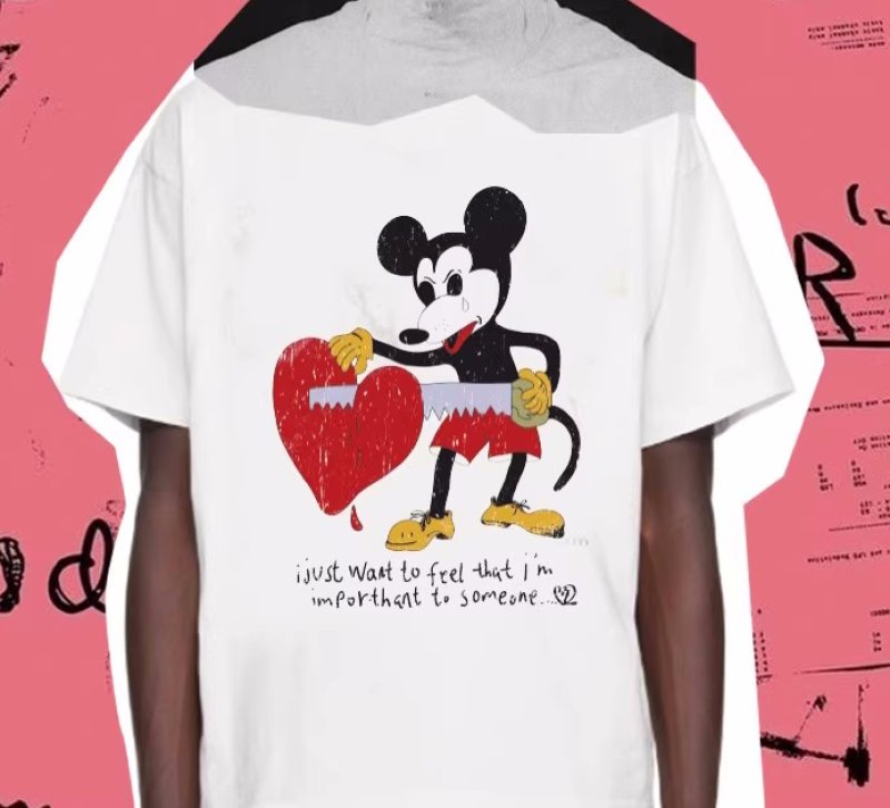 画像4: Unisex Classic Mickey Mouse & Hearts  print t-shirt　 男女兼用 ユニセックスクラシックミッキーマウス＆ハートプリントヒップホップTシャツ　 (4)