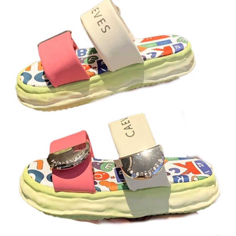 画像4: CAEVES thick sole fashionable sandal slippers　CAEVES厚底ファッショナブルグラフィックサンダルスリッパ (4)