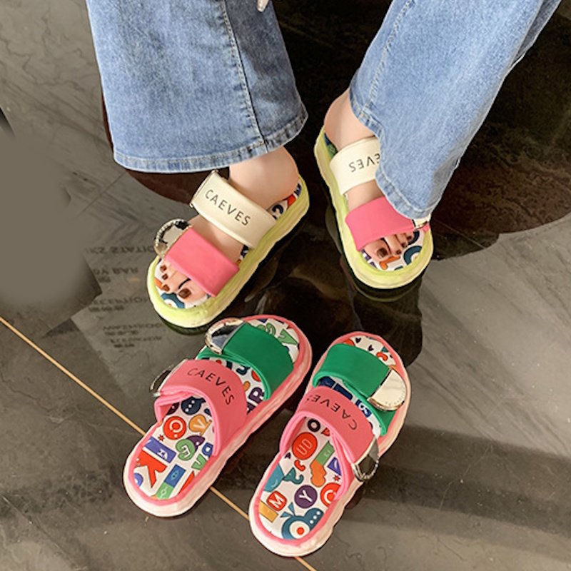 画像5: CAEVES thick sole fashionable sandal slippers　CAEVES厚底ファッショナブルグラフィックサンダルスリッパ (5)