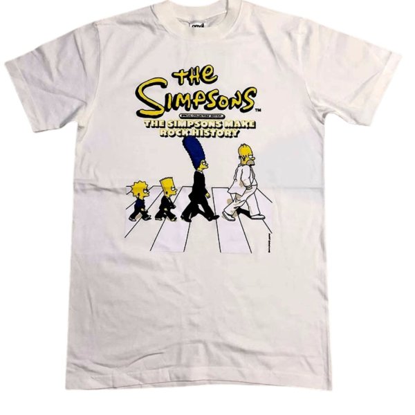 画像1: The Simpson Family and Abbey Road PrintT shirt  ユニセックス 男女兼用シンプソンファミリー＆アビーロードプリント 半袖  Tシャツ  (1)