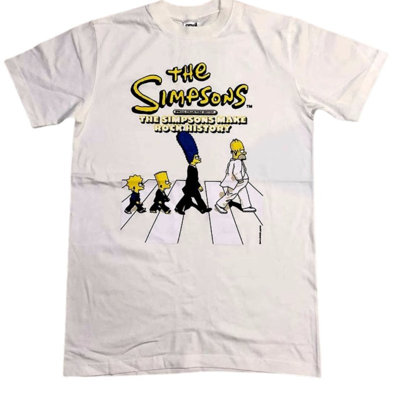 画像1: The Simpson Family and Abbey Road PrintT shirt  ユニセックス 男女兼用シンプソンファミリー＆アビーロードプリント 半袖  Tシャツ  (1)